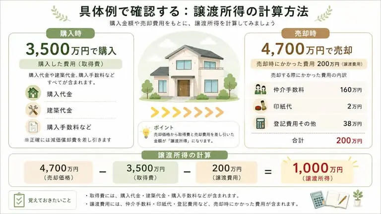 具体例で確認する、譲渡所得の計算方法