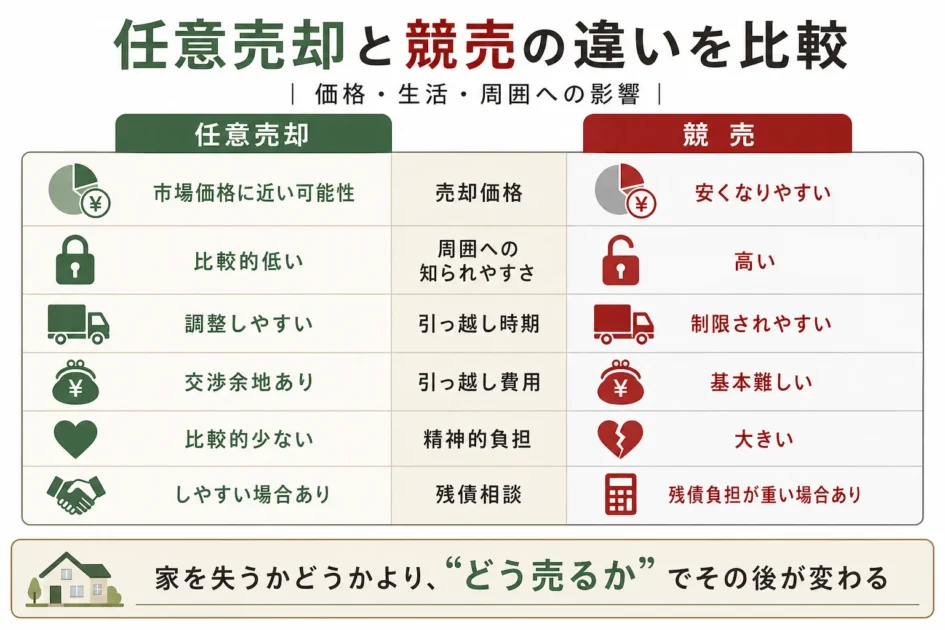 任意売却と競売の違いを比較
