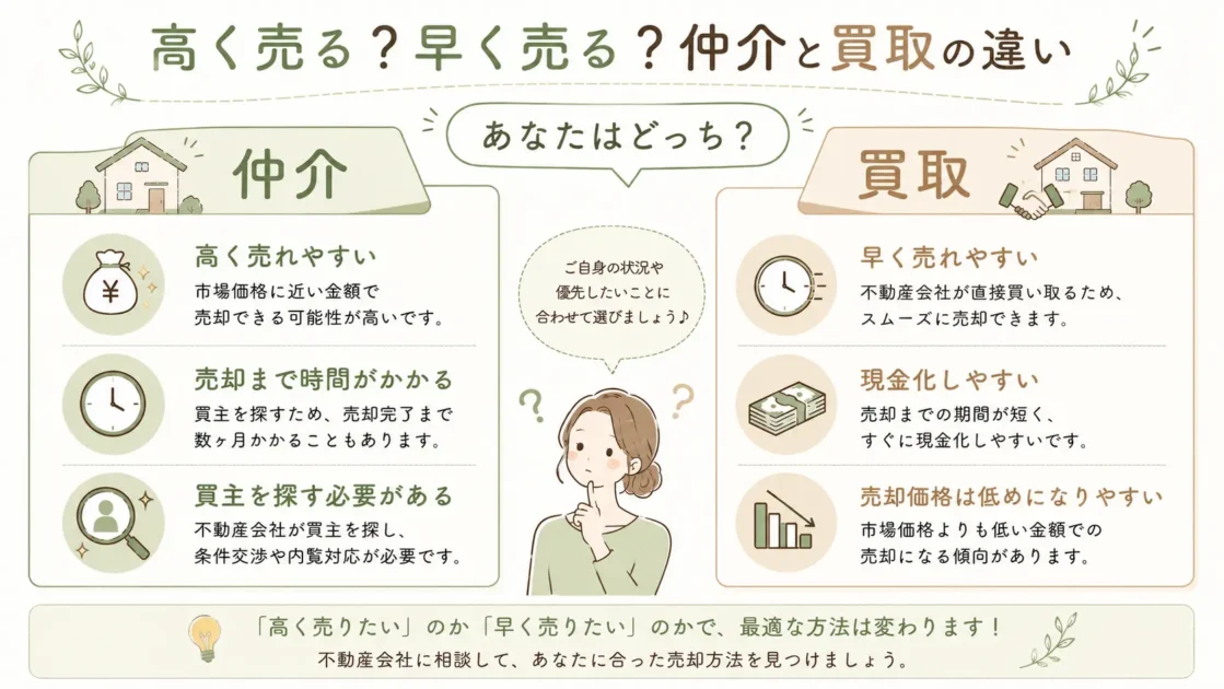 高く売る？早く売る？仲介と買取の違い