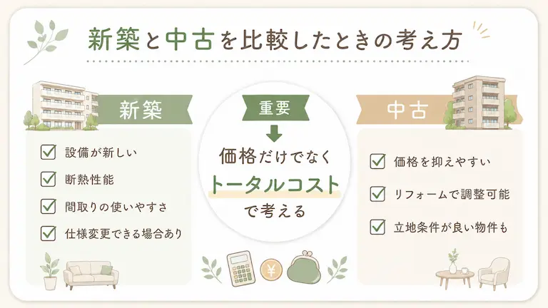 新築と中古を比較したときの考え方